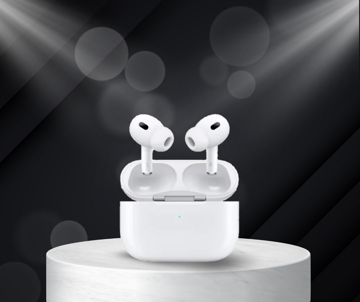 AirPods Pro with MagSafe Charging Case showcasing Active Noise Cancellation and personalized audio features.