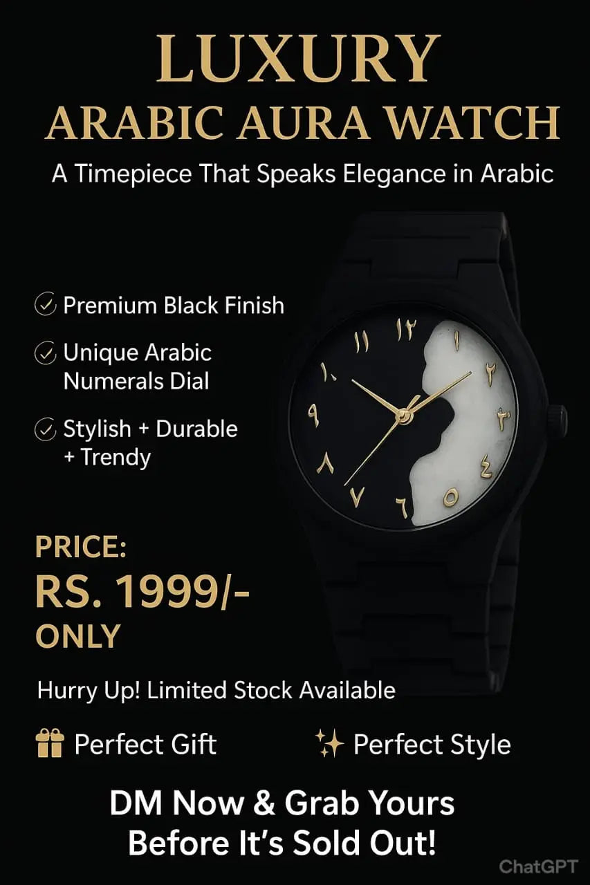 Aura watch/Classic Black & White shade/ Premium Blue Look/smart and stylish/modern B Finish/sleek and timeless/ Luxury in Blue HADI HUB